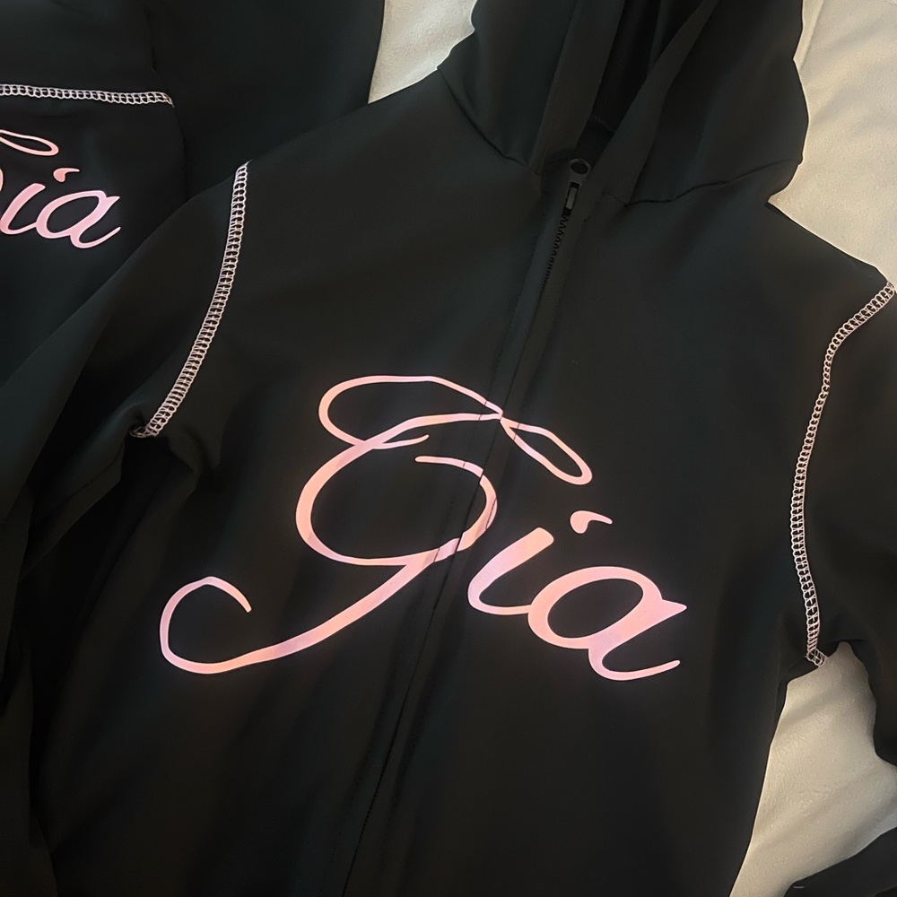 Gia Women's Black Hoodie with Pink Accents